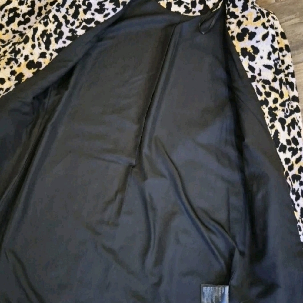 0/2 H&M Animal Print Open-Front Long Sleeve Fully Lined Coat w/ Pockets - Picture 11 of 14